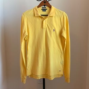 LONG SLEEVES SKINNY POLO by RALPH LAUREN in YELLOW Sz L